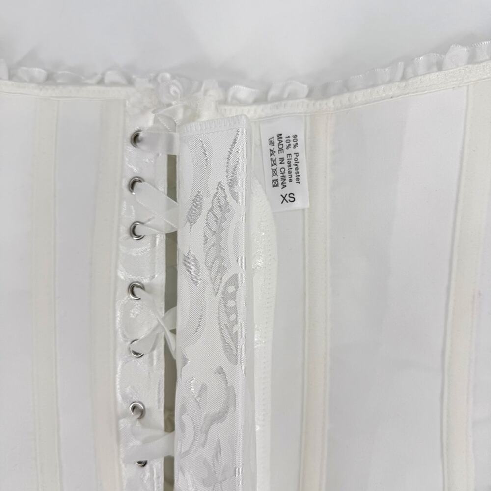 Apperloth A White Damask Lace Up Corset + G String Set Size XS - Picture 3 of 7